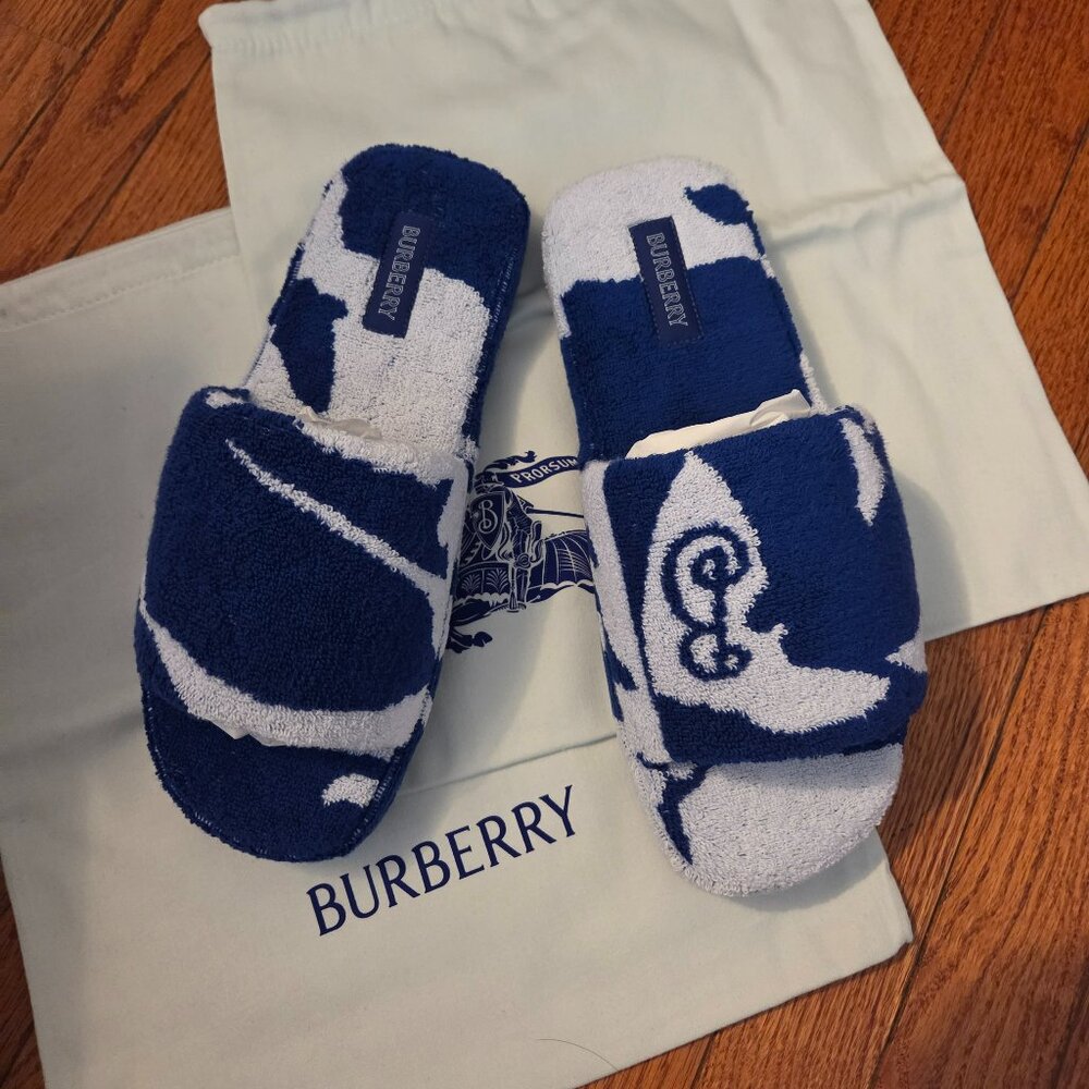 NEW Burberry Snug cotton-toweling slippers Size EUR 42.5 US 8.5